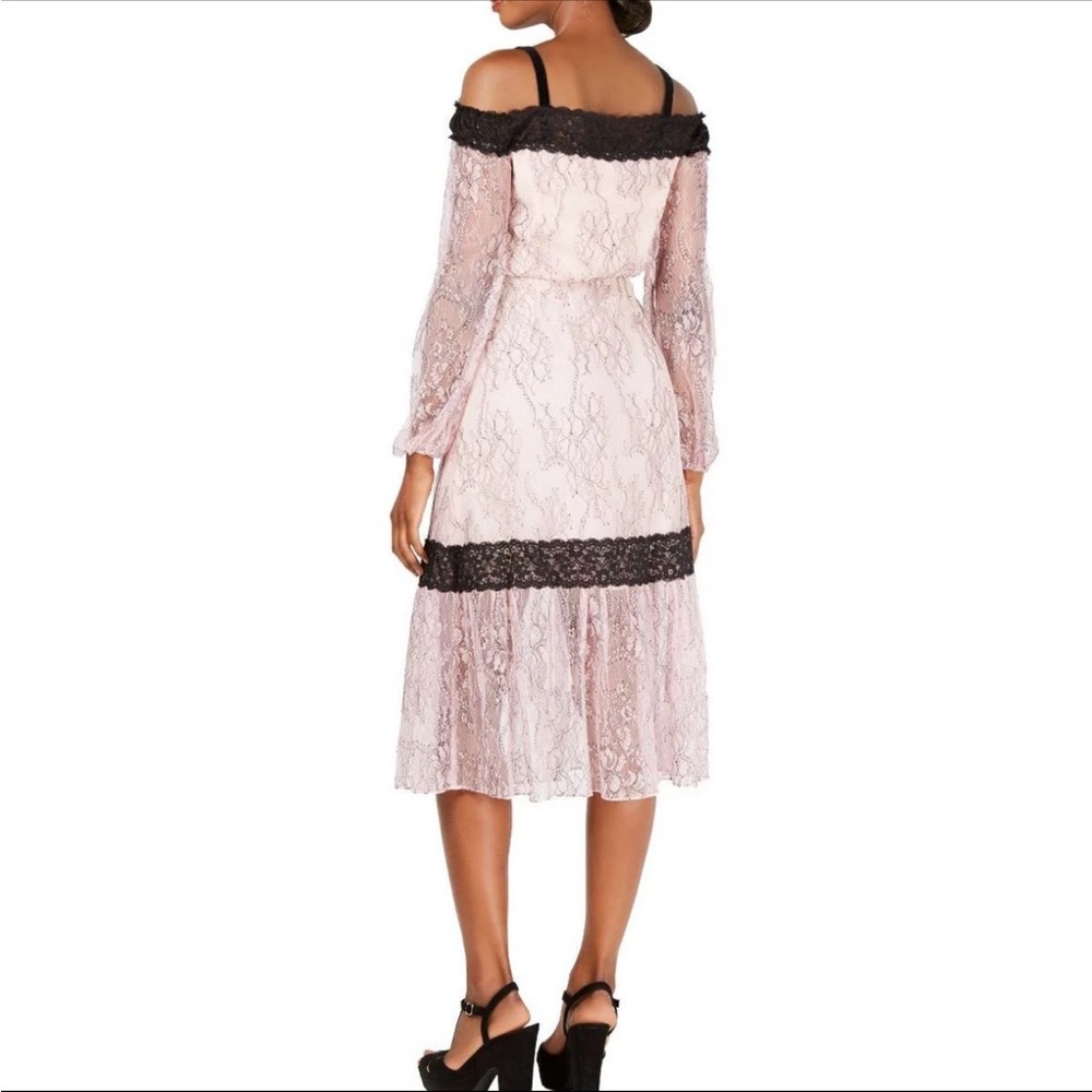 AVEC LES FILLES Women's Cold-shoulder Lace Velvet Strap Midi Dress 12 - Picture 2 of 7